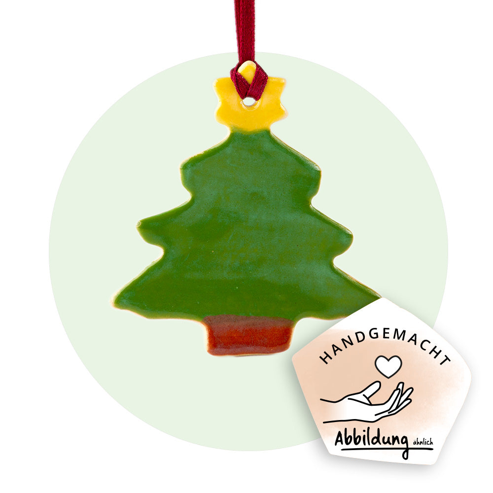 Keramikanhänger "Weihnachtsbaum groß mit Stern"