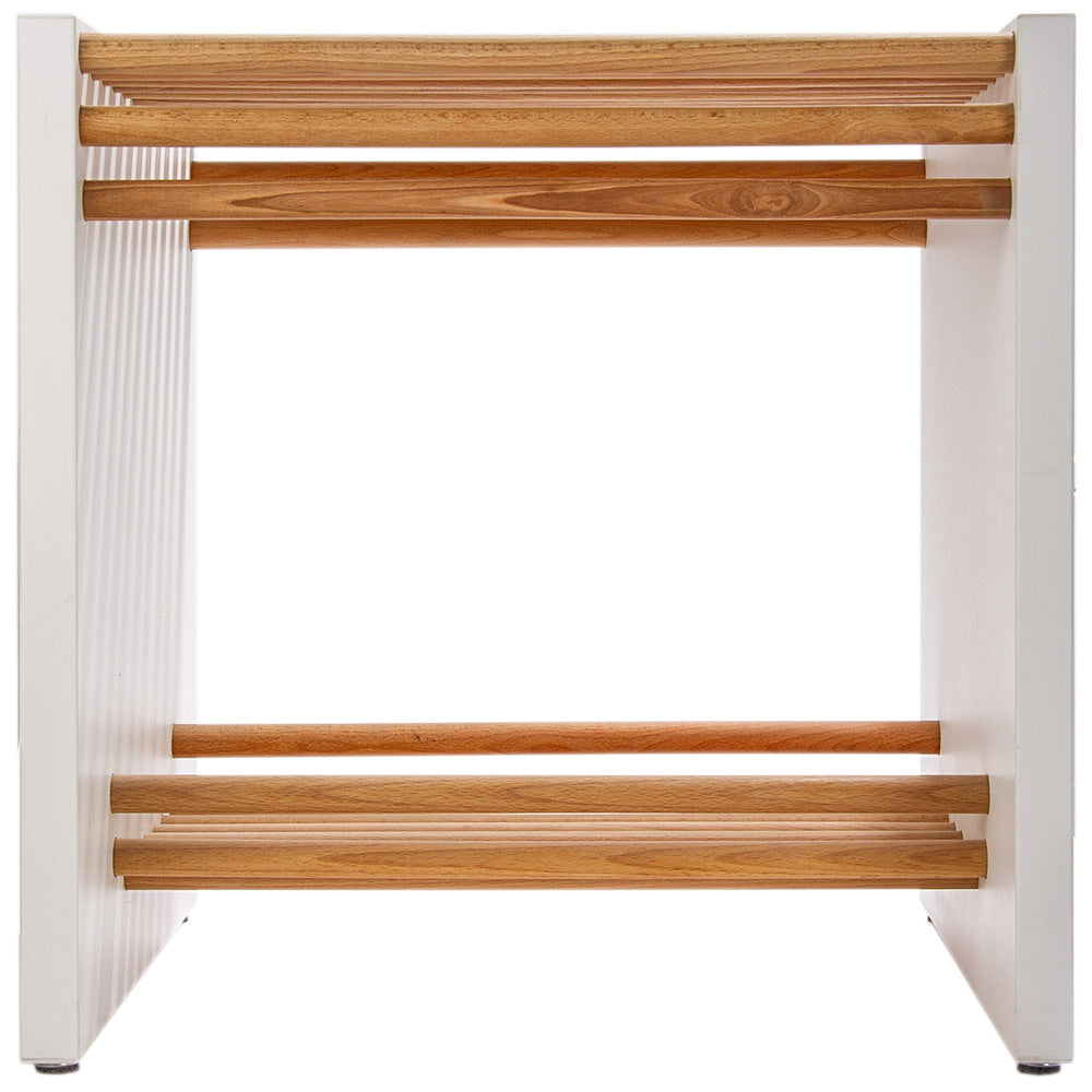 Designhocker modern mit Buchenholzdetails