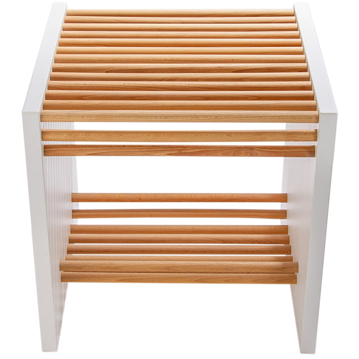 Designhocker modern mit Buchenholzdetails