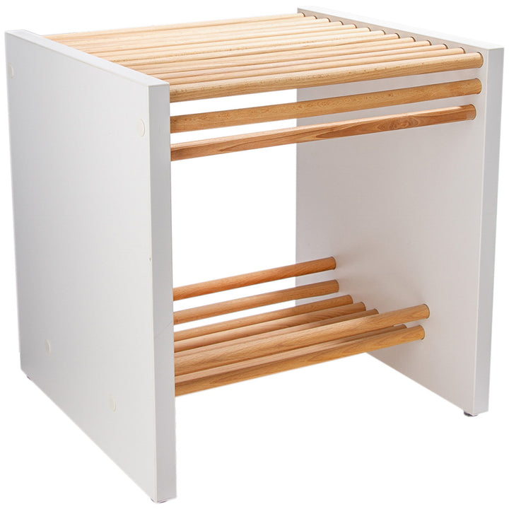 Designhocker modern mit Buchenholzdetails