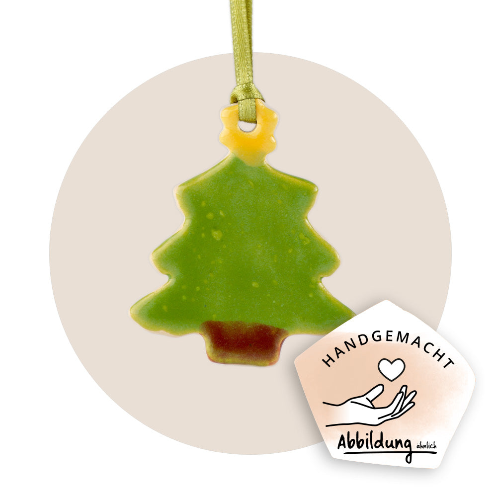 Keramikanhänger "Weihnachtsbaum klein mit Stern"