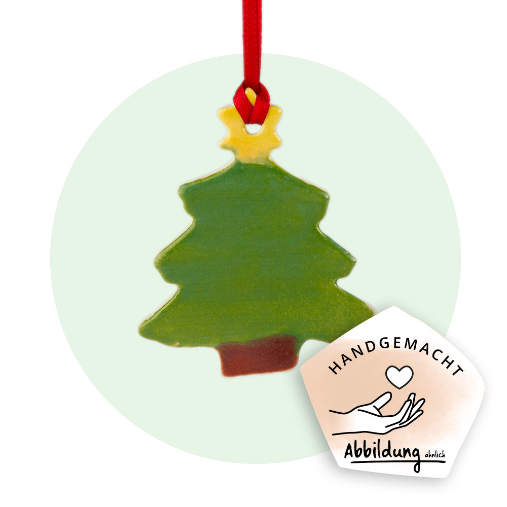 Keramikanhänger "Weihnachtsbaum klein mit Stern"