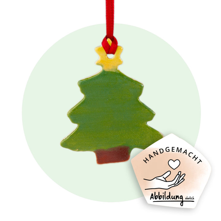 Keramikanhänger "Weihnachtsbaum klein mit Stern"