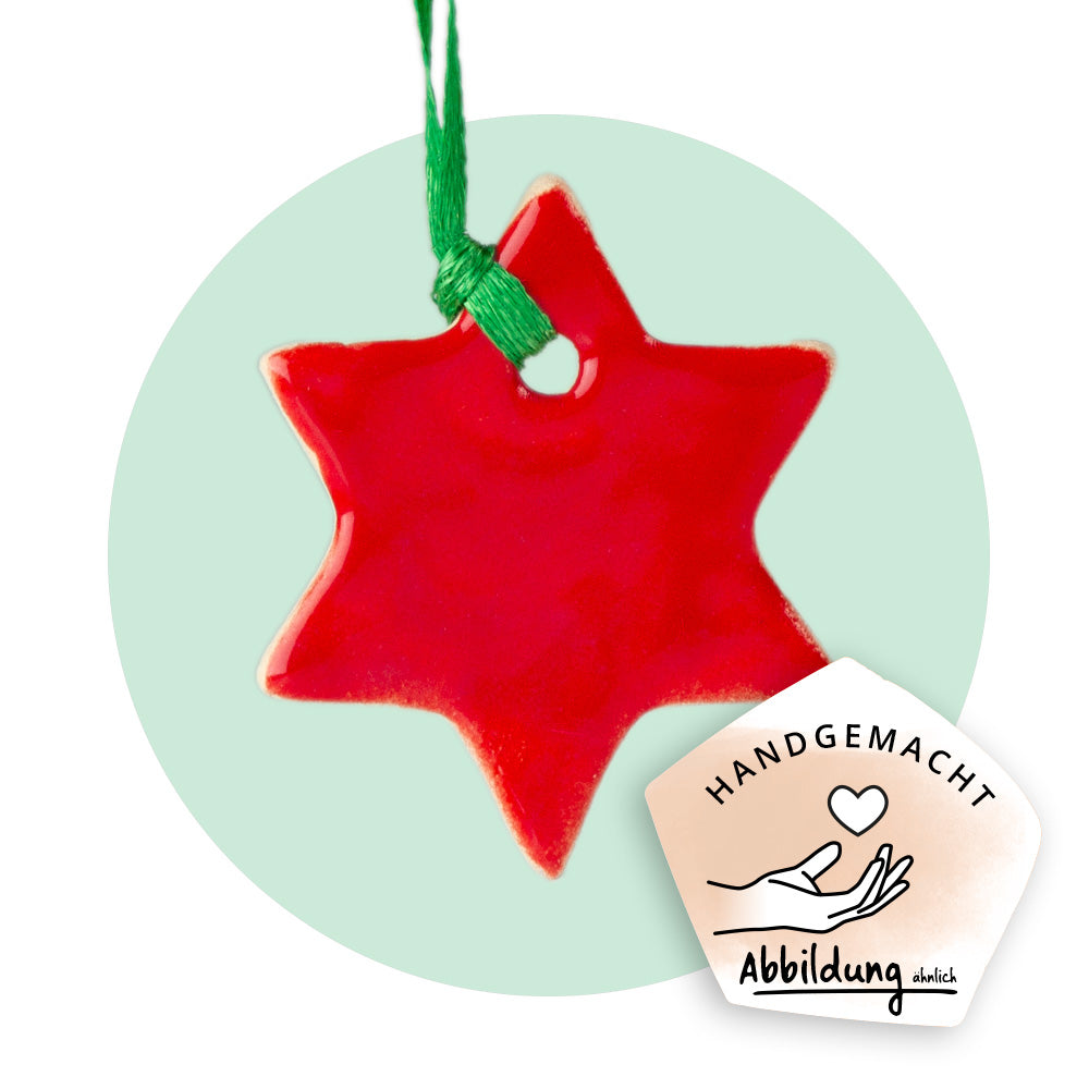 Keramikanhänger "Weihnachtsstern rot"