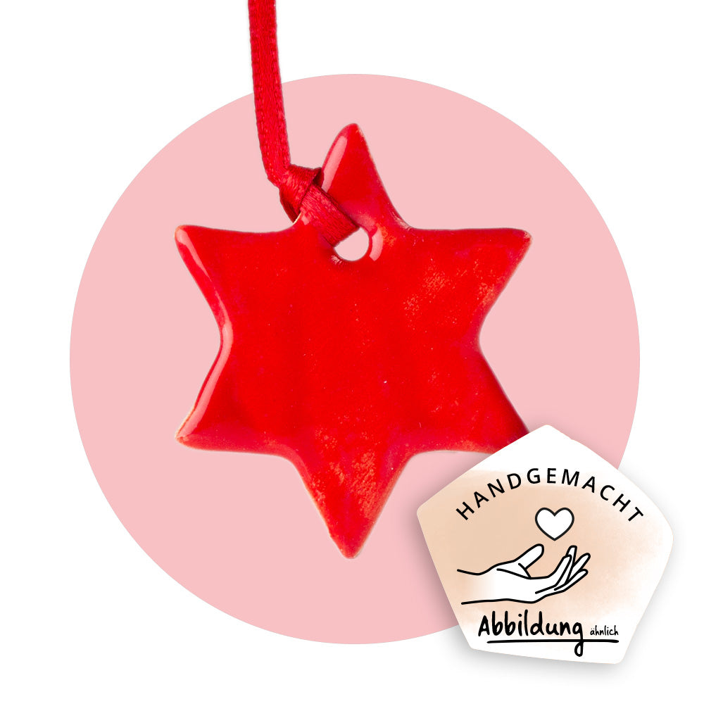 Keramikanhänger "Weihnachtsstern rot"