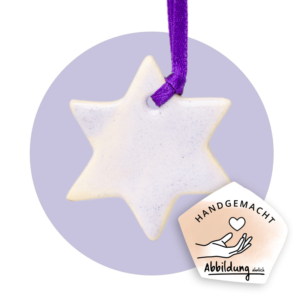 Keramikanhänger "Weihnachtsstern lila"