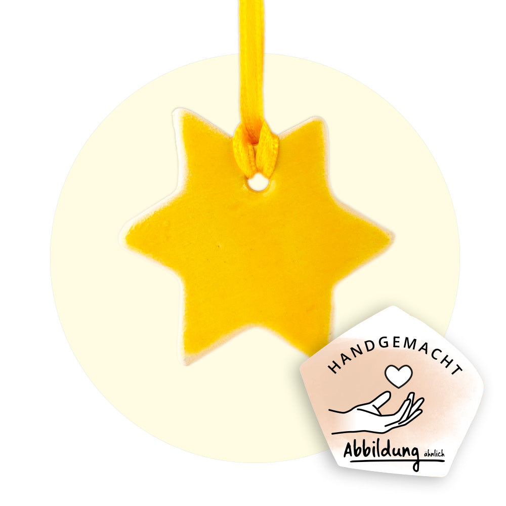 Keramikanhänger "Weihnachtsstern gelb"