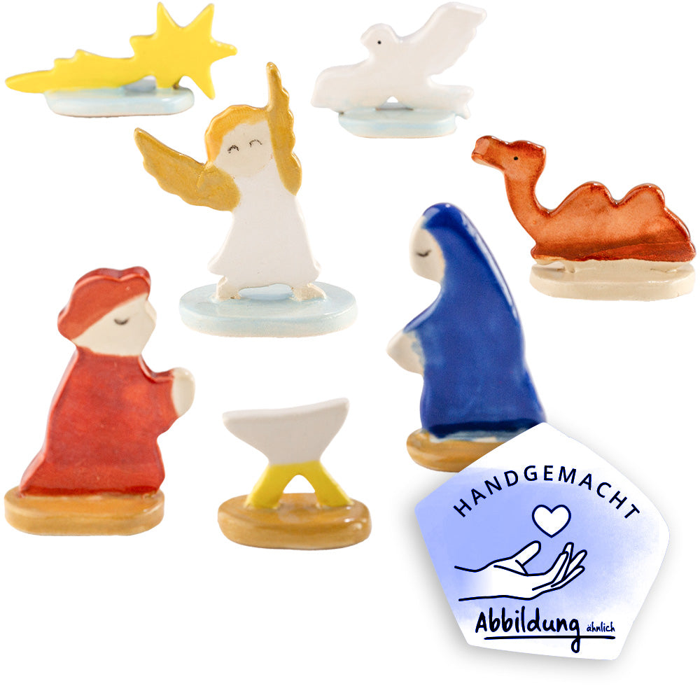Freistehendes Krippenfiguren-Set aus Keramik – 7-teilig