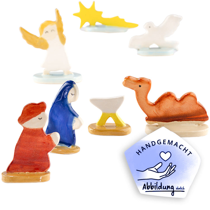 Freistehendes Krippenfiguren-Set aus Keramik – 7-teilig